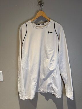 Nike Pro Dri-FIT Men’s Hydrowarm Fitted Long Sleeve Shirt – White - Size XXL